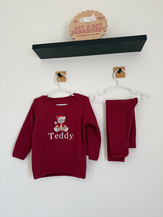 Christmas Teddy Ribbed Lounge