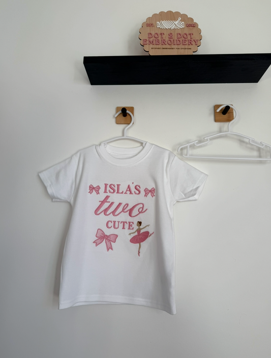 Custom Medium Design Birthday Tshirt (wording and non character embroidery only)