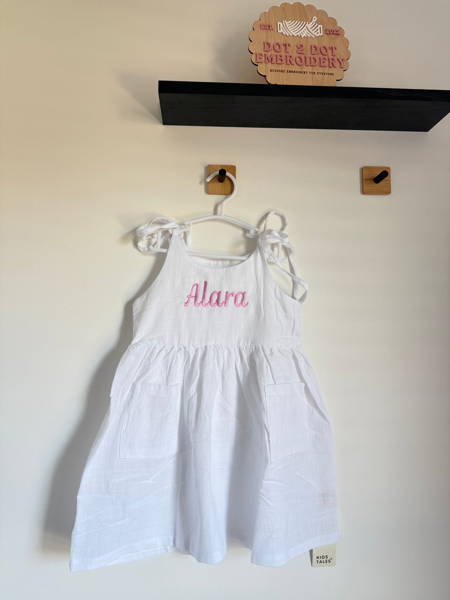 Tie Shoulder Pocket Linen Feel Dress