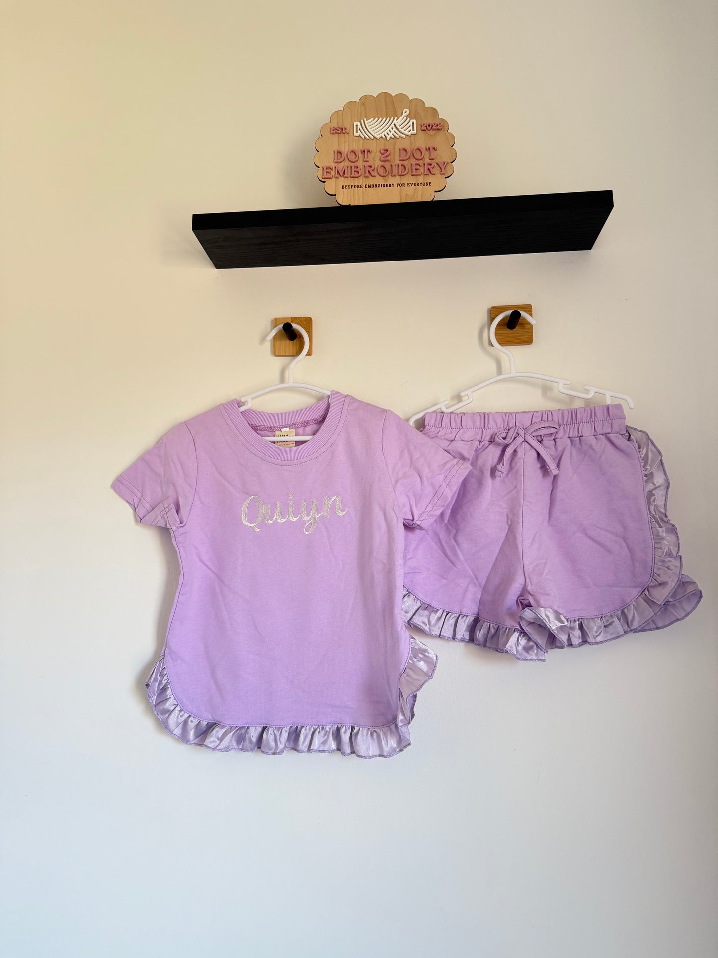 Satin frill Tshirt & Short set