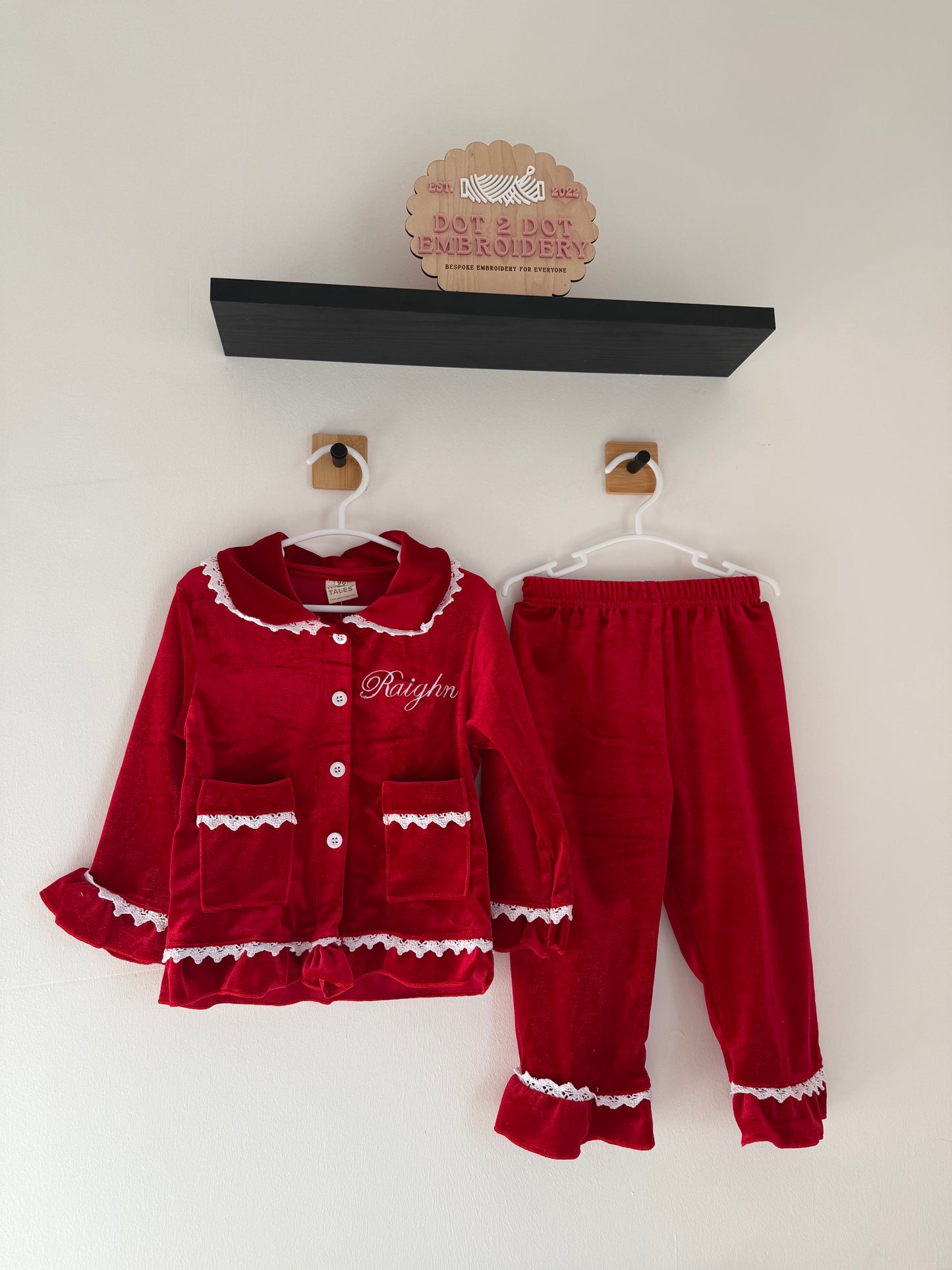 Christmas Velour Frill Pyjamas