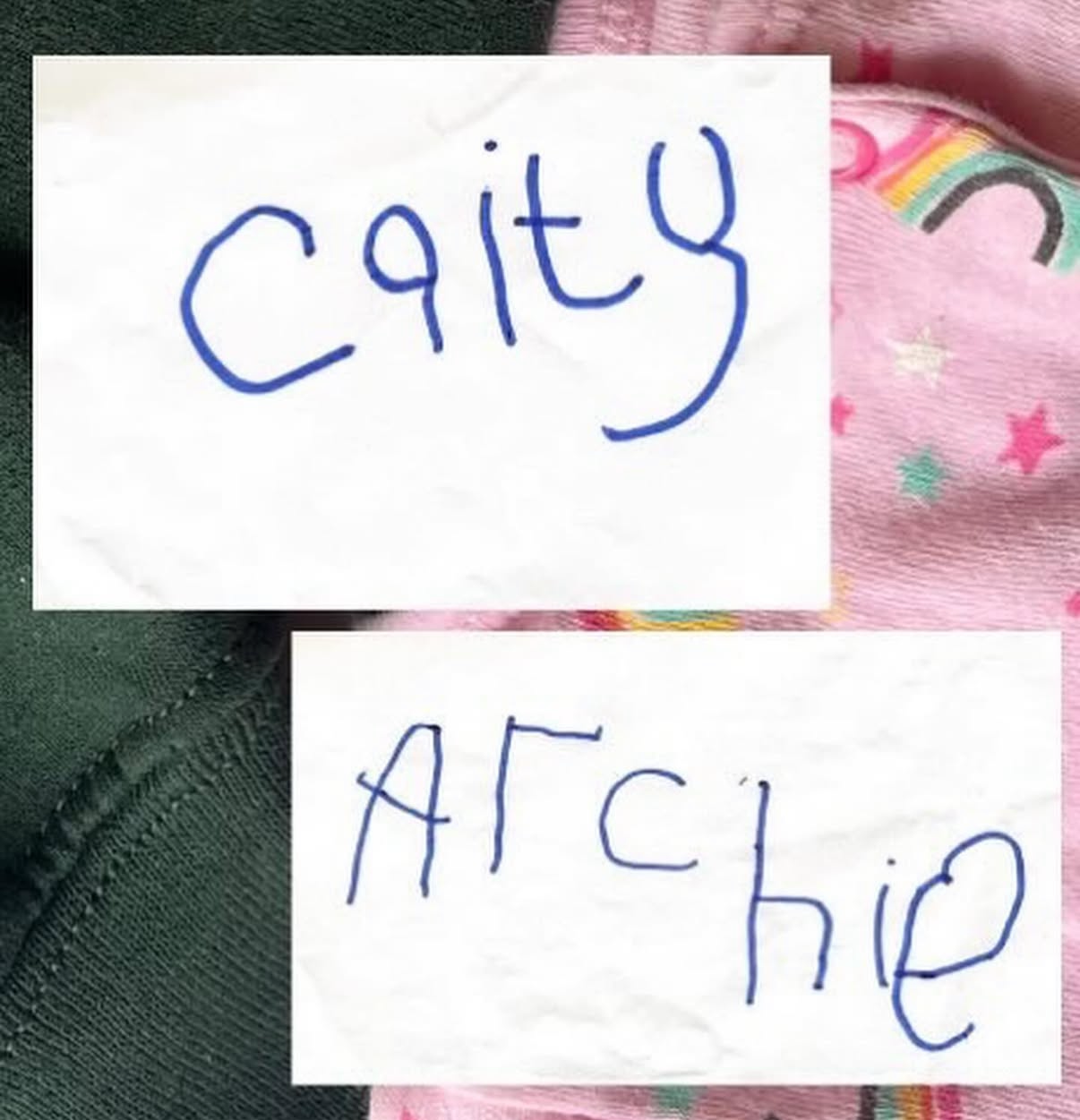 Child’s Handwriting on Sleeve