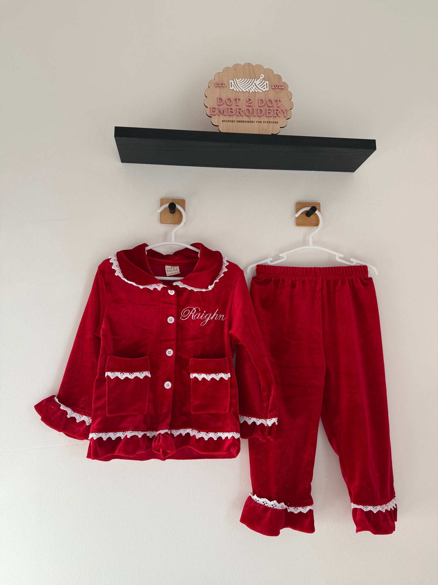 Christmas Velour Frill Pyjamas