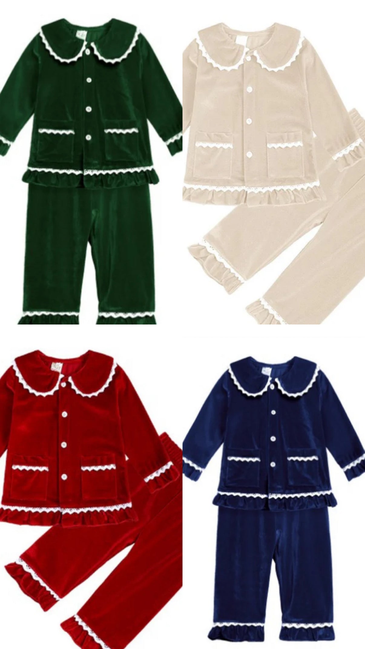 Christmas Velour Frill Pyjamas