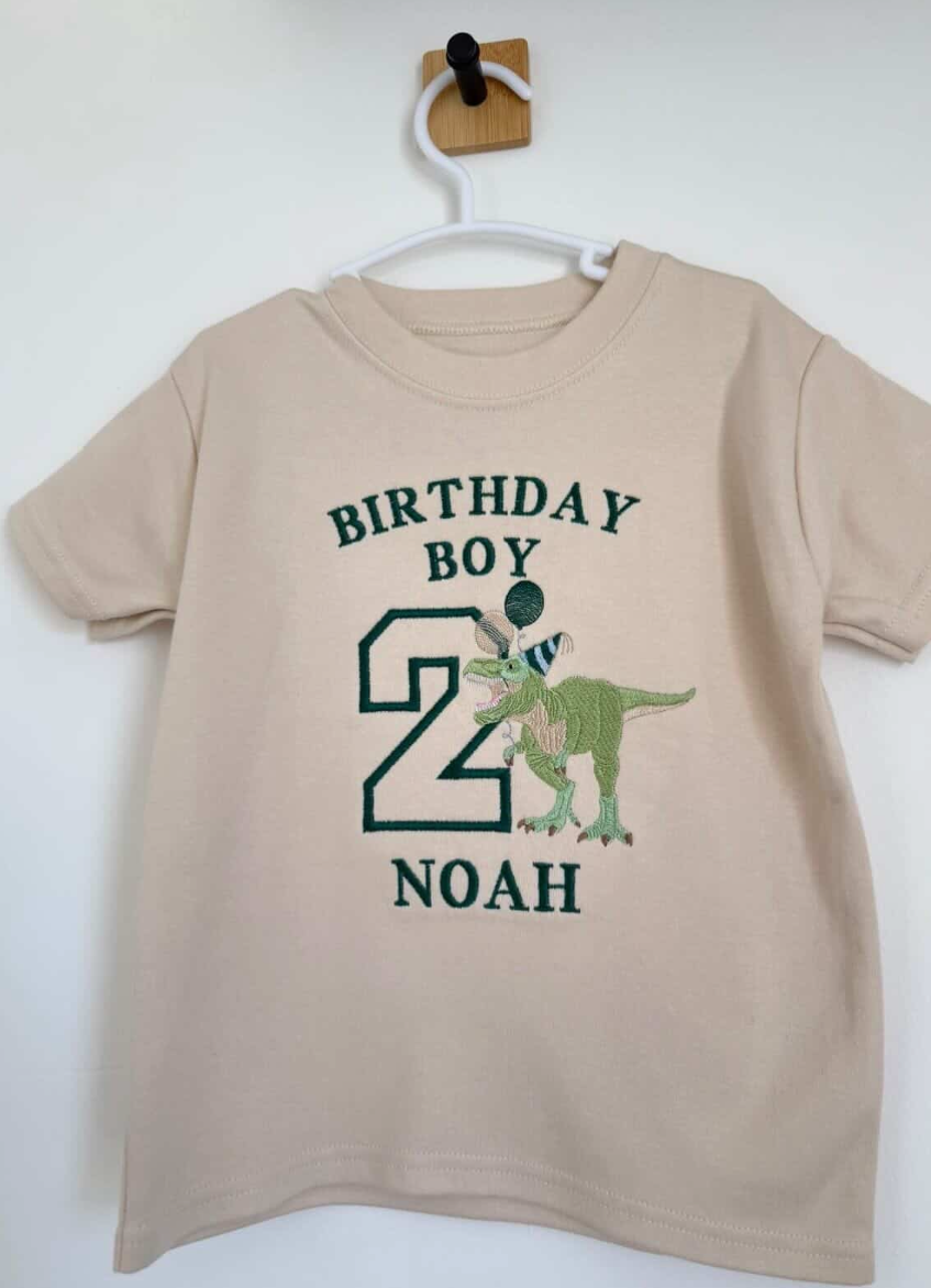 Custom Medium Design Birthday Tshirt (wording and non character embroidery only)